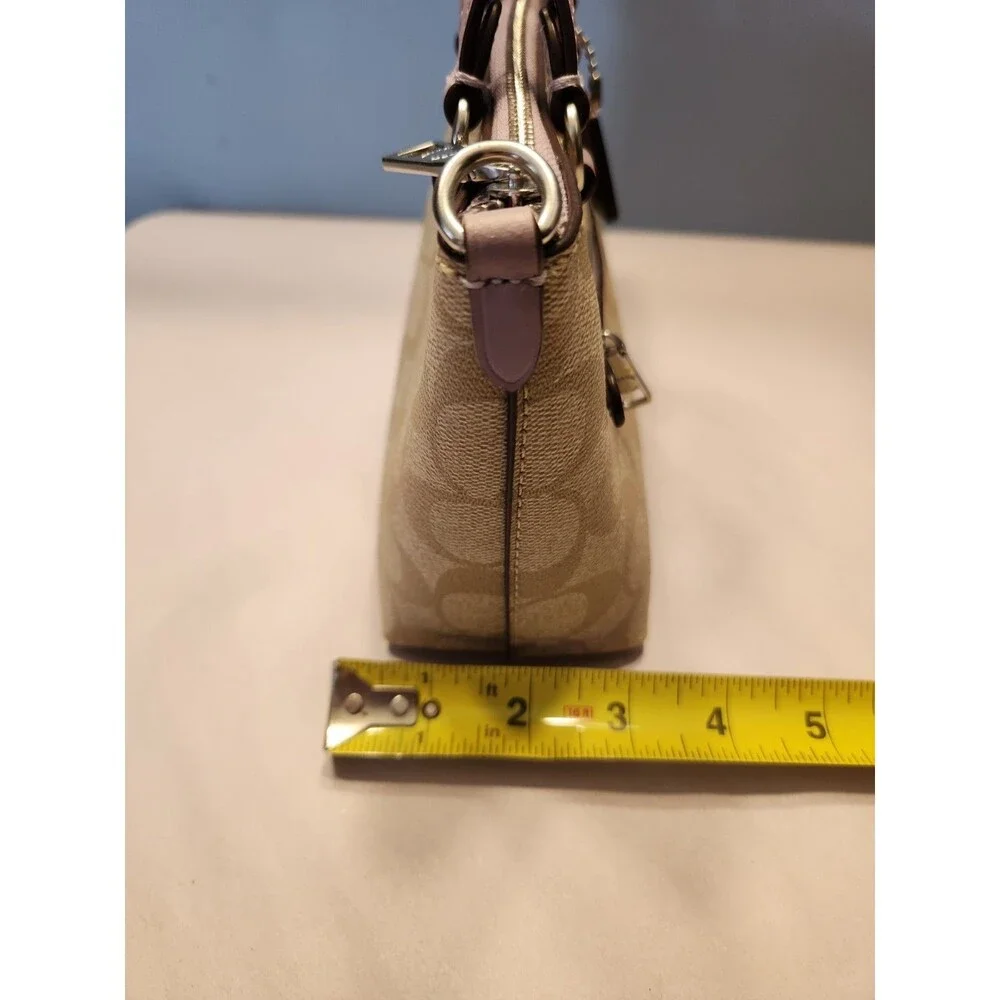 Coach Mini Gallery Satchel Crossbody In Signature Canvas 2 way Taupe Lilac NEW - Picture 16 of 16